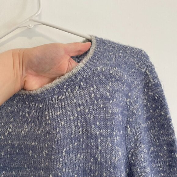 ELLE Scallop Hem Sweater Periwinkle Blue Purple Silver Metallic Crew Neck Preppy - Picture 6 of 15